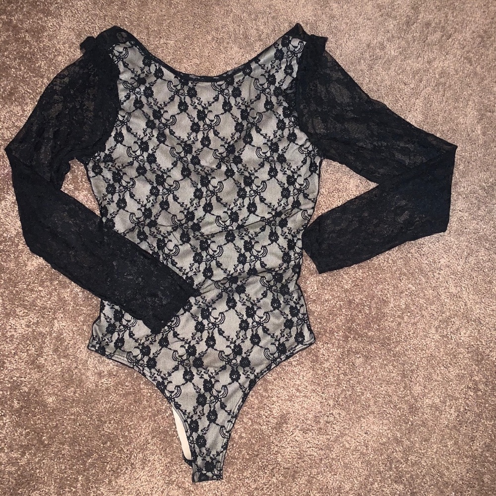 Black lace body suit
